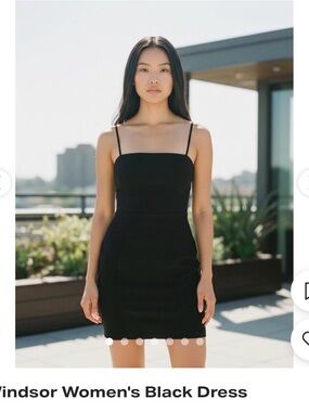 Windsor Black Square-Neck Mini Dress with Thin Straps